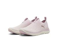 Trainingsschuh PUMA "Softride Premier Slip-On Strick-Laufschuhe Damen", Damen, Gr. 38,5, weiß (rose mauve warm weiß gold pink metallic), Obermaterial: Synthetik, Textil; Futter: Textil; Innensohle: Te