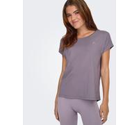 Trainingsshirt ONLY PLAY "ONPAUBREE SS LOOSE TRAIN TEE - NOOS", Damen, Gr. S, grau (gray ridge), Jersey, Obermaterial: 88% Polyester, 12% Elasthan, unifarben, relaxed fit normal, Rundhals, Shirts (738