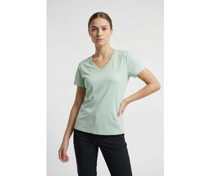 Trainingsshirt ONLY PLAY "ONPCORE LIFE VN SS REG TEE NOOS", Damen, Gr. M, surf spray detail:melange, Single Jersey, Obermaterial: 96% Polyester, 4% Elasthan, meliert, regular fit normal, V-Ausschnitt,