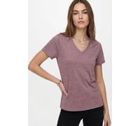 Trainingsshirt ONLY PLAY "ONPCORE LIFE VN SS REG TEE NOOS", Damen, Gr. S, rose braun detail:melange, Single Jersey, Obermaterial: 96% Polyester, 4% Elasthan, meliert, regular fit normal, V-Ausschnitt,