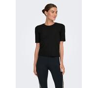 Trainingsshirt ONLY PLAY "ONPSEREN ON 2/4 REG RIB TEE NOOS", Damen, Gr. L, schwarz, Single Jersey, Obermaterial: 65% Polyester, 30% Viskose, 5% Elasthan, unifarben, regular fit normal, Rundhals, Shirt