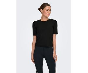 Trainingsshirt ONLY PLAY "ONPSEREN ON 2/4 REG RIB TEE NOOS", Damen, Gr. S, schwarz, Single Jersey, Obermaterial: 65% Polyester, 30% Viskose, 5% Elasthan, unifarben, regular fit normal, Rundhals, Shirt