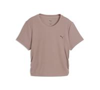 Trainingsshirt PUMA "CLOUDSPUN Slim Geripptes Trainings-T-Shirt Damen", Damen, Gr. S, sandstone beige, Obermaterial: 32% Polyester, 60% Modal, 8% Elasthan, slim fit, Rundhals, Shirts (44476251-S) sand