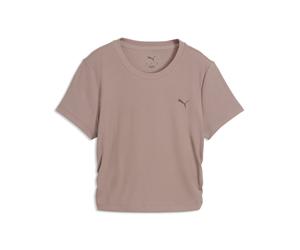 Trainingsshirt PUMA "CLOUDSPUN Slim Geripptes Trainings-T-Shirt Damen", Damen, Gr. S, sandstone beige, Obermaterial: 32% Polyester, 60% Modal, 8% Elasthan, slim fit, Rundhals, Shirts (44476251-S) sand