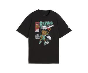 Trainingsshirt PUMA "Flagrant Foul Relaxed Basketball Player T-Shirt Jungen", Kinder, Gr. 164, schwarz, Obermaterial: 100% Baumwolle. Rippe: 71% Baumwolle, 29% Polyester, bedruckt, relaxed fit, Rundha