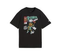 Trainingsshirt PUMA "Flagrant Foul Relaxed Basketball Player T-Shirt Jungen", Kinder, Gr. 176, schwarz, Obermaterial: 100% Baumwolle. Rippe: 71% Baumwolle, 29% Polyester, bedruckt, relaxed fit, Rundha