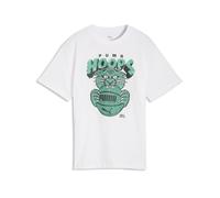Trainingsshirt PUMA "Flagrant Foul Relaxed Basketball-T-Shirt Jungen", Kinder, Gr. 140, weiß, Obermaterial: 100% Baumwolle. Rippe: 71% Baumwolle, 29% Polyester, bedruckt, relaxed fit, Rundhals, Shirts