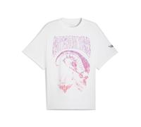 Trainingsshirt PUMA "LaMelo World Tour-nament T-Shirt I Herren", Damen, Gr. M, weiß, Obermaterial: 100% Baumwolle; Rippe: 29% Polyester, 71% Baumwolle, mehrfarbig, oversize, Rundhals, Shirts (37909505