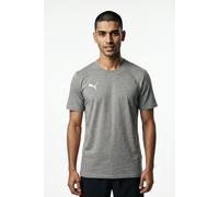 Trainingsshirt PUMA "TEAMGOAL CASUALS TEE", Herren, Gr. L, grau (medium gray heather, puma weiß), Jersey, Obermaterial: 60% Baumwolle, 40% Polyester, unifarben, regular fit normal, Rundhals, Shirts, g