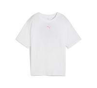 Trainingsshirt PUMA "W FLORAL CAT GRAPHIC TEE", Damen, Gr. S, weiß (puma weiß, q3), Jersey, Obermaterial: 50% Polyester, 25% Baumwolle, 25% Viskose, relaxed fit normal, Rundhals, Shirts, Relaxed Fit,