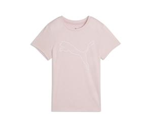 Trainingsshirt PUMA "W TAD ESSENTIAL HEATHER LOGO TEE", Damen, Gr. M, rosa (misty pink heather), Jersey, Obermaterial: 100% Polyester, regular fit normal, Rundhals, Shirts, Kurzarm, sportliches T-Shir