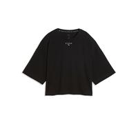 Trainingsshirt PUMA "W X HYROX CROPPED LIFESTYLE TEE", Damen, Gr. M, schwarz (puma schwarz), Jersey, Obermaterial: 100% Baumwolle, regular fit kurz, Rundhals, Shirts, Regular Fit, Kurzarm, für sportli