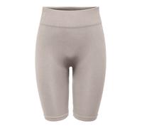 Trainingsshorts ONLY PLAY "ONPJAIA LIFE HW RIB CIR LONG SHORTS", Damen, Gr. XS, N-Gr, silber (nacreous cloud), Rippware, Obermaterial: 75% Nylon, 15% Polyamid, 10% Elasthan, unifarben, slim fit kniela