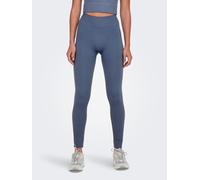 Trainingstights ONLY PLAY "ONPJAIA LIFE HW LOUNGE", Damen, Gr. S, N-Gr, blau (vintage indigo), Rippware, Obermaterial: 75% Nylon, 15% Polyamid, 10% Elasthan, Strukturmuster, unifarben, bequem knöchell