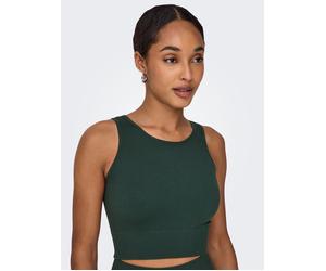 Trainingstop ONLY PLAY "ONPJAIA LIFE", Damen, Gr. M (L), grün (scarab), Jersey, Obermaterial: 75% Nylon, 15% Polyamid, 10% Elasthan, unifarben, slim fit kurz, Rundhals, Tops, Cropped Fit, in feiner Ri