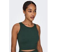 Trainingstop ONLY PLAY "ONPJAIA LIFE", Damen, Gr. S, grün (scarab), Jersey, Obermaterial: 75% Nylon, 15% Polyamid, 10% Elasthan, unifarben, slim fit kurz, Rundhals, Tops, Cropped Fit, in feiner Rippst
