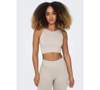 Trainingstop ONLY PLAY "ONPJAIA LIFE", Damen, Gr. S, silber (nacreous cloud), Jersey, Obermaterial: 75% Nylon, 15% Polyamid, 10% Elasthan, unifarben, slim fit kurz, Rundhals, Tops, Cropped Fit, in fei