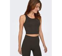 Trainingstop ONLY PLAY "ONPJAIA LIFE", Damen, Gr. XS, braun (chocolate torte), Jersey, Obermaterial: 75% Nylon, 15% Polyamid, 10% Elasthan, unifarben, slim fit kurz, Rundhals, Tops, Cropped Fit, in fe