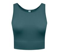 Trainingstop ONLY PLAY "ONPJAIA LIFE", Damen, Gr. XS, mediterranea, Jersey, Obermaterial: 75% Nylon, 15% Polyamid, 10% Elasthan, unifarben, slim fit kurz, Rundhals, Tops, Cropped Fit, in feiner Rippst