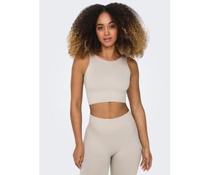 Trainingstop ONLY PLAY "ONPJAIA LIFE", Damen, Gr. XS, silber (nacreous cloud), Jersey, Obermaterial: 75% Nylon, 15% Polyamid, 10% Elasthan, unifarben, slim fit kurz, Rundhals, Tops, Cropped Fit, in fe