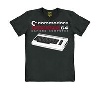 TRAKTOR® Commodore 64 I Spielcomputer I Tastatur | T-Shirt Print | Damen & Herren | kurzärmlig | schwarz | Lizenziertes Originaldesign | Größe S