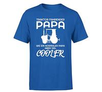 Traktor Fahrender Papa, wie EIN normaler Papa Aber viel Cooler Landwirt T-Shirt Herren, Farbe: Blau, Größe: Large