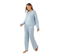 TRAMAS+ Damen-Pyjamas für die Übergangszeit, Damen Angorina Pyjamas, Damen Langarm T-Shirt und Hosen Set mit verstellbarem Bund, Warmes Damen Set- M, Azul