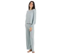 TRAMAS+ Damen-Pyjamas für die Übergangszeit, Damen Angorina Pyjamas, Damen Langarm T-Shirt und Hosen Set mit verstellbarem Bund, Warmes Damen Set- S, Celeste