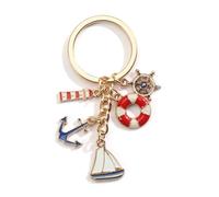 Tranbath Schlüsselanhänger Maritim mit Anker, Segelboot und Nautischer Deko, Geschenkideen für Frauen, Geburtstagsgeschenke Freundin und Guter Freundin, Glücksbringer Schlüsselanhänger (Rot und Blau)