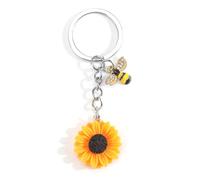 Tranbath Schlüsselanhänger Sonnenblume Geschenk für Frauen, Resin Anhänger mit Sunflower Design, Perfekt als Geburtstagsgeschenk für die Freundin oder Schwester (Bienen-Sonnenblume)