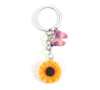 Tranbath Schlüsselanhänger Sonnenblume Geschenk für Frauen, Resin Anhänger mit Sunflower Design, Perfekt als Geburtstagsgeschenk für die Freundin oder Schwester (Rosa Schmetterling)