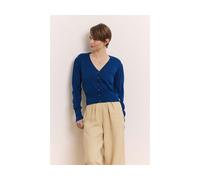 tranquillo Bio-Damen-Cardigan 'Linaa' mit Zierkante am V-Ausschnitt, navy, Gr. M