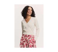 tranquillo Bio-Damen-Cardigan 'Linaa' mit Zierkante am V-Ausschnitt, white, Gr. S