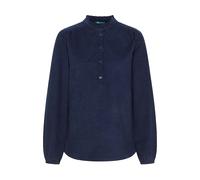 tranquillo Bio-Damen-Cord-Bluse mit Rüschen-Kragen, night, Gr. 36