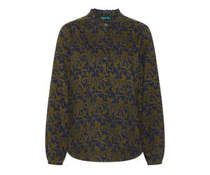 tranquillo Bio-Damen-Cord-Bluse mit Rüschen-Kragen, stencil, Gr. 38