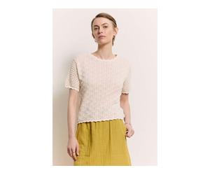 tranquillo Bio-Damen-Strick-T-Shirt 'Emmaa' mit Rundhalsausschnitt, white, Gr. S