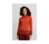 tranquillo Bio-Damen-Strickpullover mit verstellbarem Kragen, rooibos paisley, Gr. M