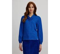 tranquillo Bio-Damen-Bluse mit drappiertem V-Kragen, blue paisley, Gr. M