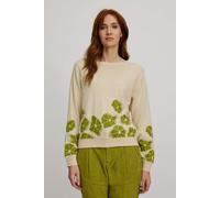 TRANQUILLO Lockerer 2 in 1 Jaquard-Pullover oder Cardigan (W25C64) Natur (sand flowers) M
