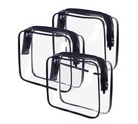 Transparent Kulturbeutel, Kememo 3 Stück Kosmetiktasche Kulturtaschen Wasserdicht Reise Makeup Tasche Reiß Waschtasche TSA-zugelassene Flugzeugbeutel für Männer Frauen, Schwarz