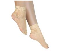 Transparent Söckchen Damen Netzstoff Socken Damen Ultradünne Knöchelsocken Vintage Durchsichtige Socken Lässig Fischnetz Söckchen Sexy Netzsocken Kurze Elastische Netzsocken Modische (Beige, One Size)