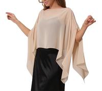 Transparente Chiffon Capes für Damen Leichte Schals und Stolen für Abendkleider Überwürfe für Hochzeiten Brautjungfernkleider Brautcapes Boleros Schulterjacken Transparente Ponchos Champagner E