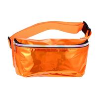 Transparente Damen Brusttasche aus PVC als Gürteltasche für Outdoor | Orange, Denim Details mit Weichem Griff, für Hundespaziergang, Schüler und Freihändige Nutzung