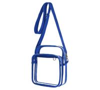 Transparente Damen-Umhängetasche aus PVC, wasserdicht, Stadion-zugelassen, mit Fronttasche, verstellbare Träger, ideal for Konzert, Reisen, Einkaufen (blau)