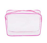 Transparente Kosmetiktasche, Make-up-Tasche, wiederverwendbare Kunststofftasche, transparenter PVC-Pinsel-Organizer für Toilettenartikel, L, Rosa und