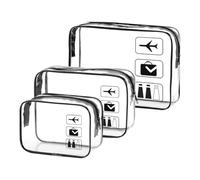 Transparente Kulturtasche, 2 Stück Kulturbeutel Kosmetiktasche, Flüssigkeiten Beutel Handgepäck, Flugzeug PVC Kosmetiktasche Wasserdicht, Reisebeutel Tasche Flughafen-Konforme Tasche (Schwarz)