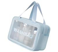 Transparente Make-up-Tasche mit großem Fassungsvermögen, wasserdicht, für Reisen, Kulturbeutel, Aufbewahrung, Kulturbeutel, große Kapazität, Reisewäsche, durchsichtig, blau, L