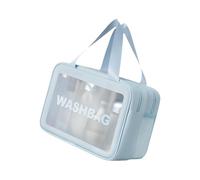 Transparente Make-up-Tasche mit großem Fassungsvermögen, wasserdicht, für Reisen, Kulturbeutel, Aufbewahrung, Kulturbeutel, große Kapazität, Reisewäsche, durchsichtig, blau, M
