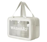 Transparente Make-up-Tasche mit großem Fassungsvermögen, wasserdicht, für Reisen, Kulturbeutel, Aufbewahrung, Kulturbeutel, große Kapazität, Reisewäsche, durchsichtig, weiß, L