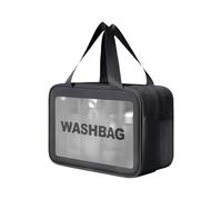 Transparente Make-up-Tasche mit großem Fassungsvermögen, wasserdicht, für Reisen, Kulturbeutel, Aufbewahrung, Kulturbeutel, große Kapazität, Reisewäsche, durchsichtig, Schwarz , M